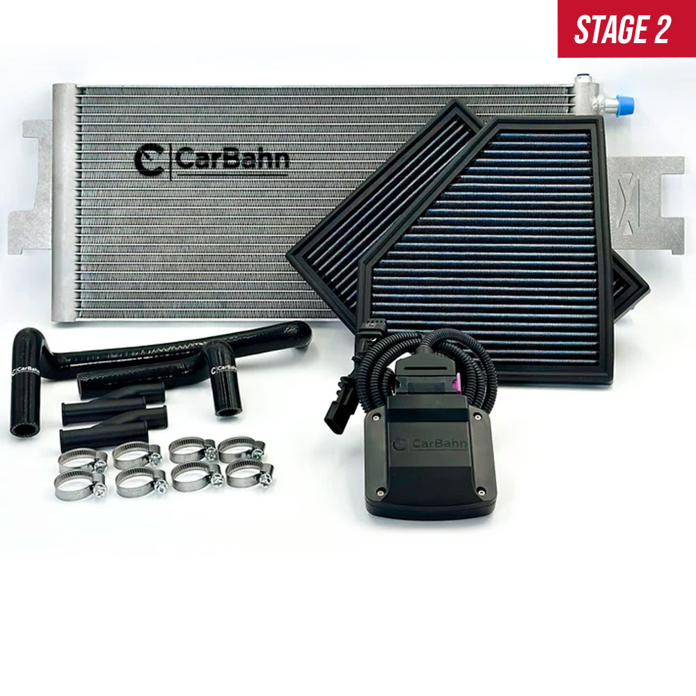 Image of a CarBahn Power Package with air filters, controller, and heat exchanger