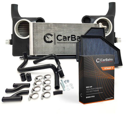 BMW performance intake system designed to increase airflow for tuned engines.