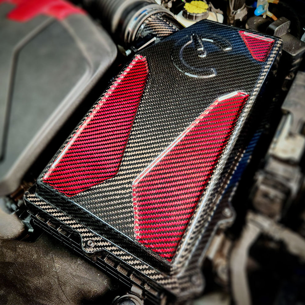 CarBahn Carbon Fiber Cold Air Intake Lid installed on Audi RS3 TT-RS