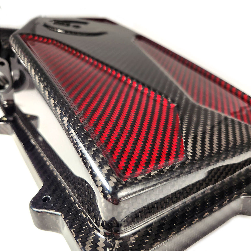Close-up of CarBahn carbon fiber intake lid for Audi RS3 TT-RS