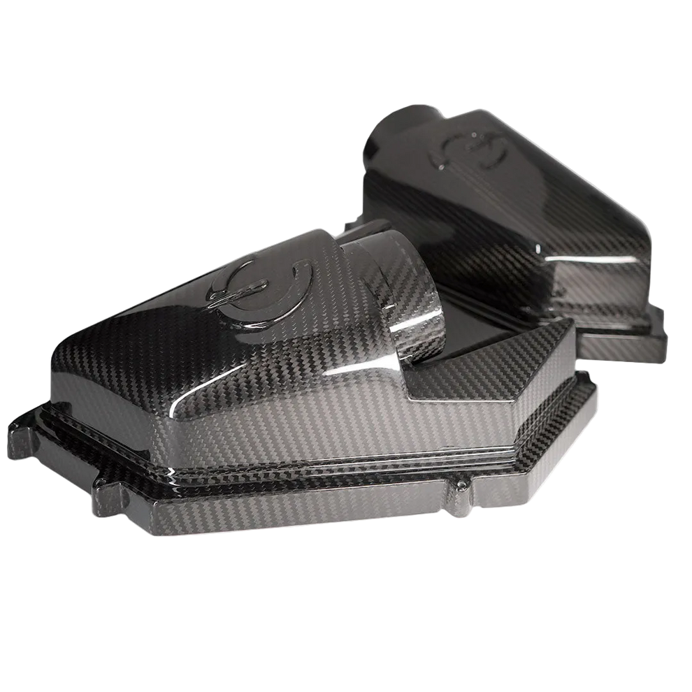 CarBahn Carbon Fiber Intake Lid for BMW G8X showing OEM-style fitment and sealed design