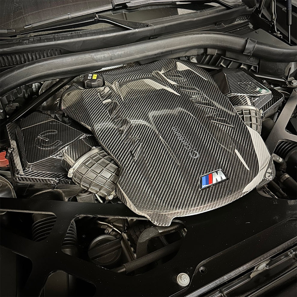CarBahn Carbon Fiber Cold Air Intake Kit for BMW X5M X6M XM engine bay
